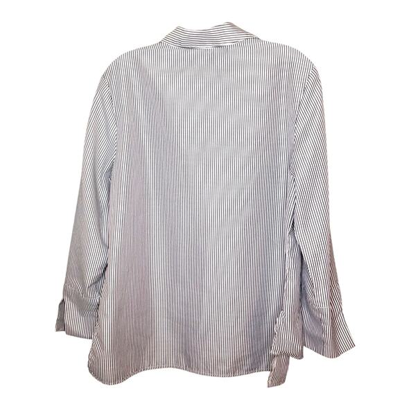 Kontrol Contemporary Embroidered Blue Striped Rose Floral Top - Picture 8 of 8